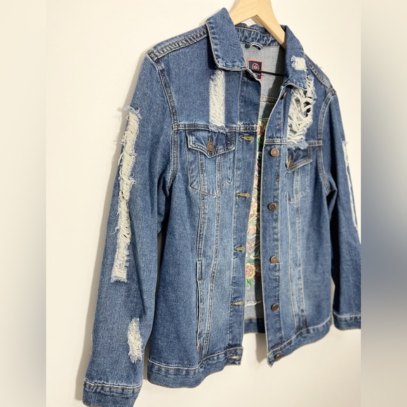 Gorgeous Boho jacket Floral Design Jean Jacket Vintage women’s medium - Picture 9 of 16